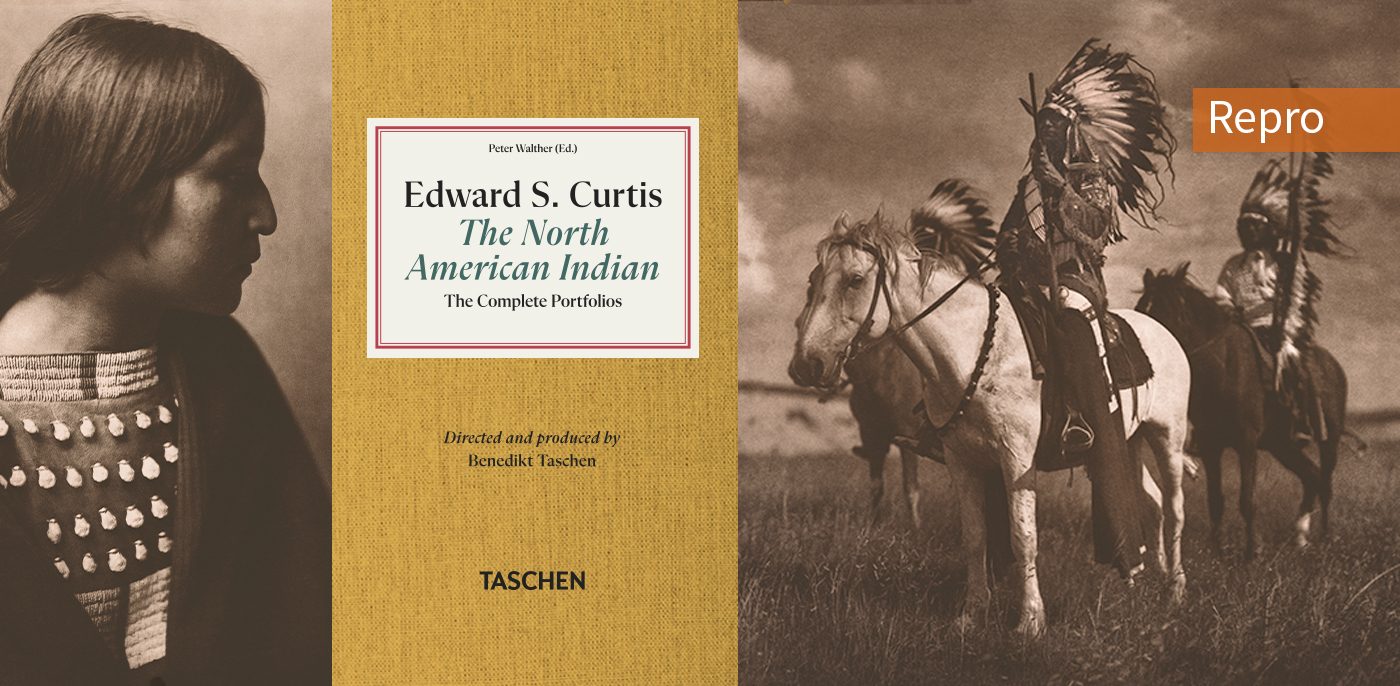 Deutsch: Buchcover „Edward S. Curtis: The North American Indian - The Complete Portfolios" herausgegeben von Peter Walther, veröffentlicht im Taschen Verlag. Repro von SchwabScantechnik. English: Book cover "Edward S. Curtis: The North American Indian - The Complete Portfolios" edited by Peter Walther, published by Taschen Verlag. Repro by SchwabScantechnik.