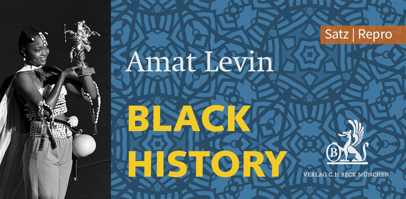 Deutsch: Banner „Black History: Die vergessene Geschichte Afrikas" von Amat Levin mit historischer Fotografie und ornamentalem Muster, veröffentlicht im C.H. Beck Verlag. Satz und Repro von SchwabScantechnik. English: Banner "Black History: Die vergessene Geschichte Afrikas" by Amat Levin featuring historical photography and ornamental pattern, published by C.H. Beck Verlag. Typesetting and Repro by SchwabScantechnik.