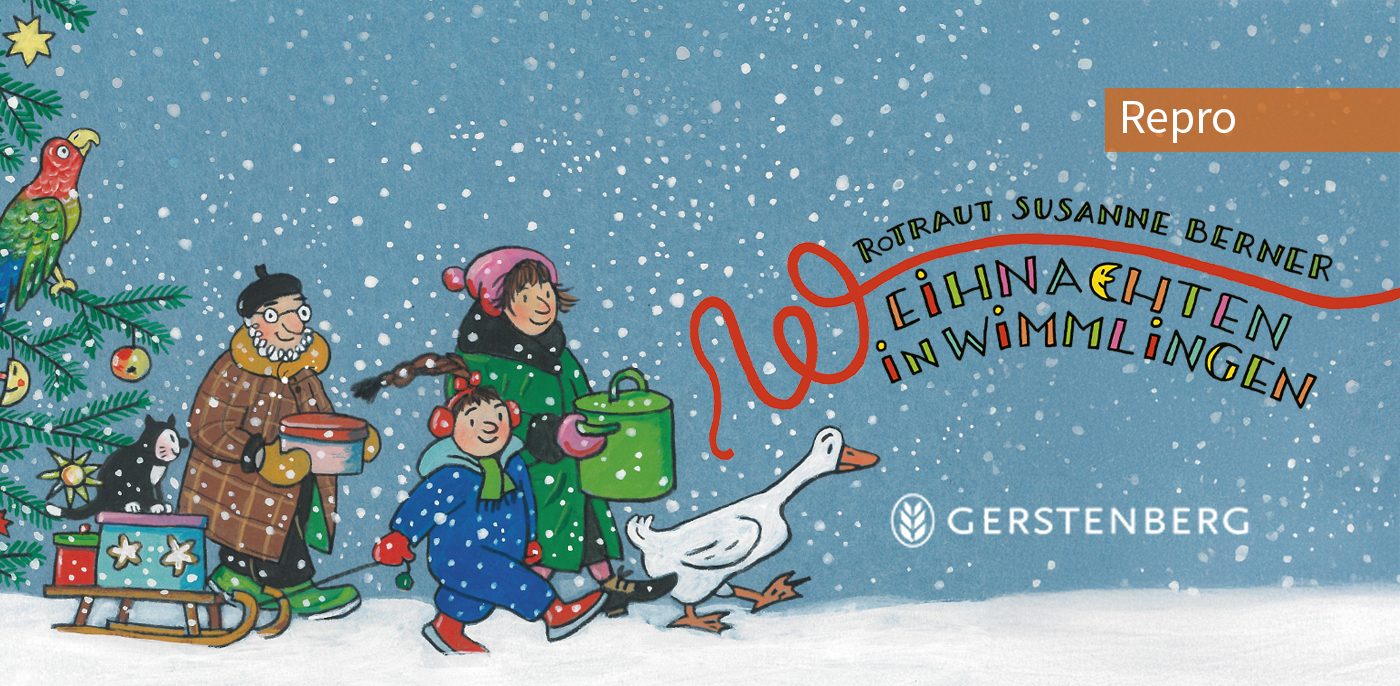 Deutsch: Buchcover „Weihnachten in Wimmlingen" von Rotraut Susanne Berner mit winterlicher Wimmelbildillustration, veröffentlicht im Gerstenberg Verlag. Repro von SchwabScantechnik. English: Book cover "Weihnachten in Wimmlingen" by Rotraut Susanne Berner featuring winter hidden picture illustration, published by Gerstenberg Verlag. Repro by SchwabScantechnik.