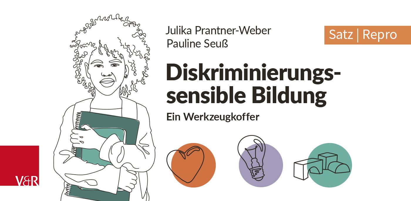 Deutsch: Illustration einer Person mit Heften im Arm – zum Buch „Diskriminierungssensible Bildung: Ein Werkzeugkoffer für die pädagogische Praxis“ von Julika Prantner-Weber und Pauline Seuß, veröffentlicht im Verlag Vandenhoeck & Ruprecht. Satz und Repro von SchwabScantechnik. English: Illustration of a person holding notebooks – for the book "Diskriminierungssensible Bildung: Ein Werkzeugkoffer für die pädagogische Praxis" by Julika Prantner-Weber and Pauline Seuß, published by Vandenhoeck & Ruprecht. Typesetting and Repro by SchwabScantechnik.